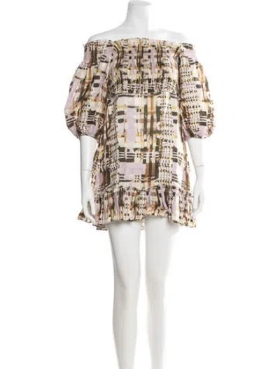 Pre-owned Alexis Linen Mini Dress In Neutral