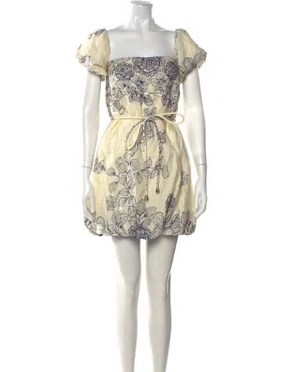 Pre-owned Alexis Linen Mini Dress In Neutral