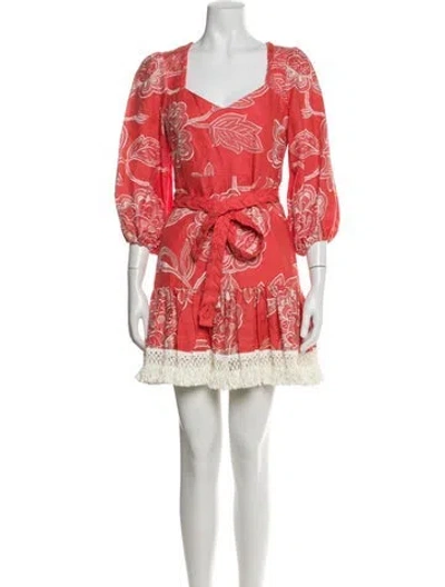 Pre-owned Alexis Linen Mini Dress In Orange