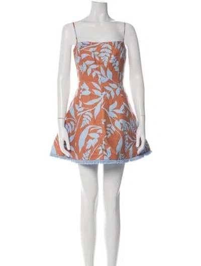 Pre-owned Alexis Linen Mini Dress In Orange
