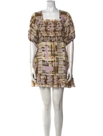 Pre-owned Alexis Linen Mini Dress In Purple