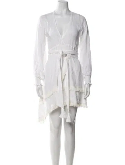 Pre-owned Alexis Linen Mini Dress In White