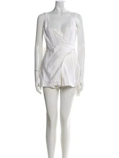 Pre-owned Alexis Linen Mini Dress In White