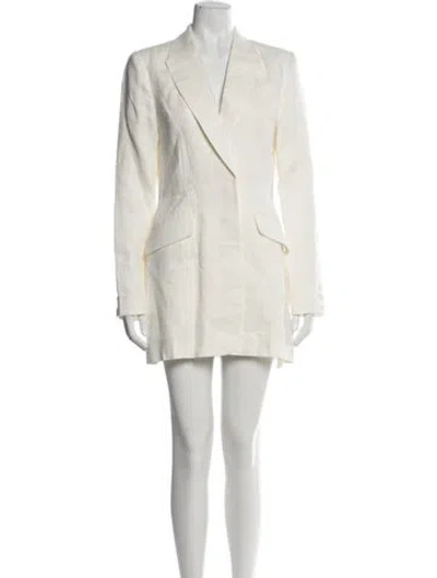 Pre-owned Alexis Linen Mini Dress In White
