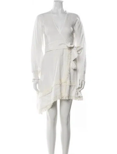 Pre-owned Alexis Linen Mini Dress In White
