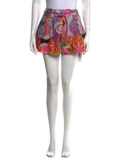 Pre-owned Alexis Linen Mini Shorts In Pink/purple