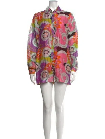 Pre-owned Alexis Linen Paisley Print Jumpsuit In Multicolor