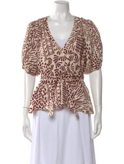 Pre-owned Alexis Linen Printed Blouse In Multi