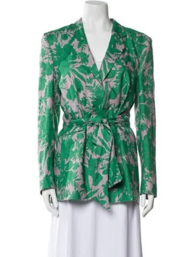 Pre-owned Alexis Linen Printed Jacket In Green