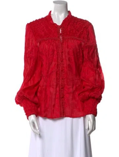 Pre-owned Alexis Linen Printed Polo W/ Tags In Red