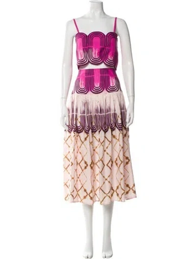 Pre-owned Alexis Linen Printed Skirt Set In Pink
