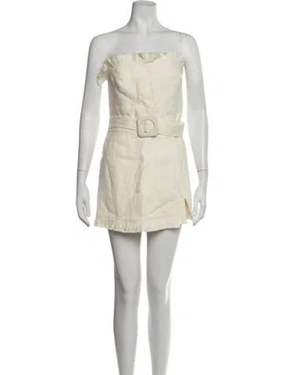 Pre-owned Alexis Linen Strapless Romper In Neutrals
