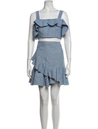 Pre-owned Alexis Linen Striped Skirt Set In Blue