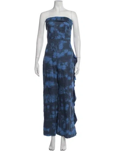 Pre-owned Alexis Linen Tie-dye Print Jumpsuit In Blue