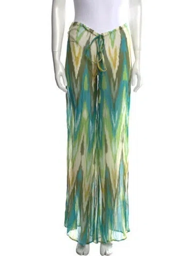 Pre-owned Alexis Linen Wide Leg Pants In Green