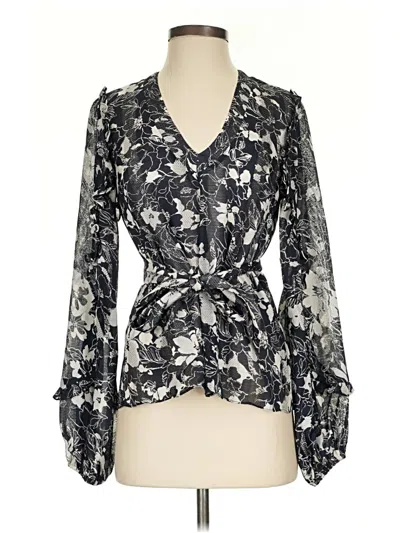 Pre-owned Alexis Long Sleeve Blouse In Black