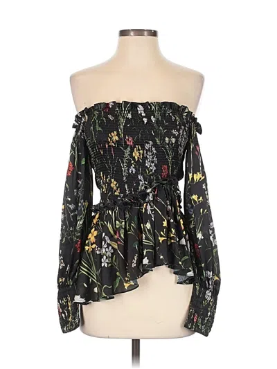 Pre-owned Alexis Long Sleeve Blouse In Black