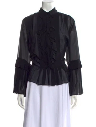 Pre-owned Alexis Long Sleeve Blouse In Black