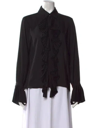 Pre-owned Alexis Long Sleeve Blouse In Black