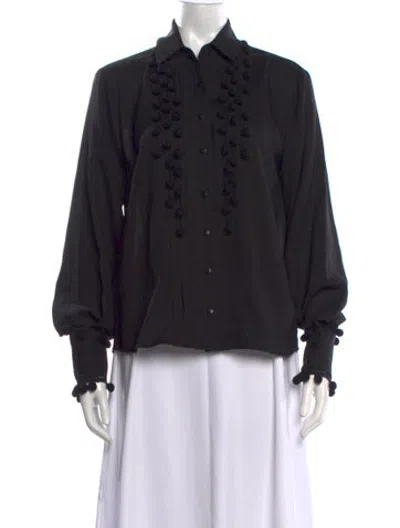 Pre-owned Alexis Long Sleeve Blouse In Black
