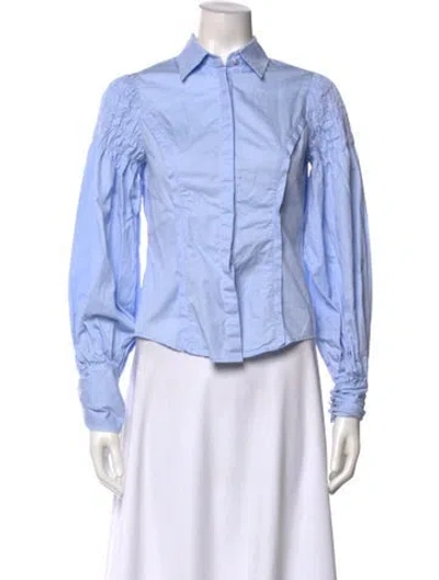 Pre-owned Alexis Long Sleeve Blouse In Blue
