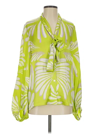 Pre-owned Alexis Long Sleeve Blouse In Green