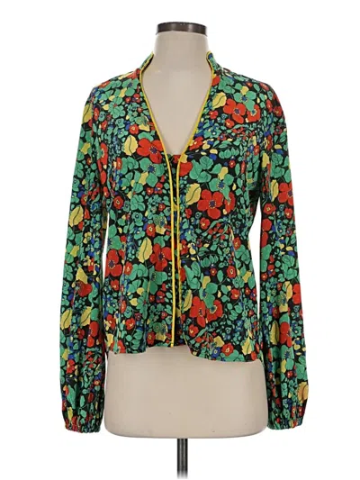 Pre-owned Alexis Long Sleeve Blouse In Green