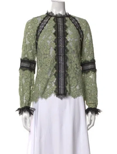 Pre-owned Alexis Long Sleeve Blouse In Green