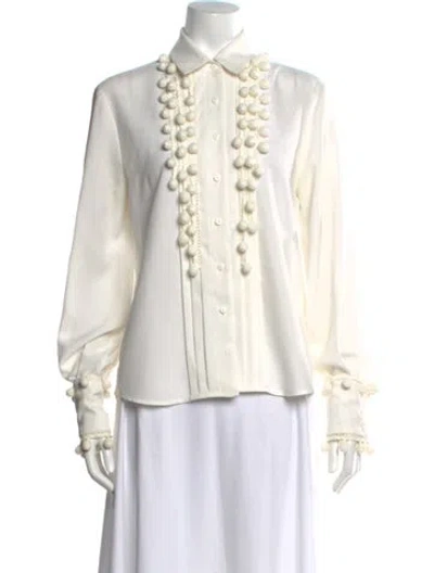Pre-owned Alexis Long Sleeve Blouse In Neutral