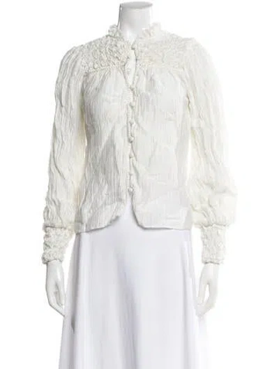 Pre-owned Alexis Long Sleeve Blouse In White