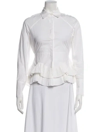 Pre-owned Alexis Long Sleeve Blouse In White