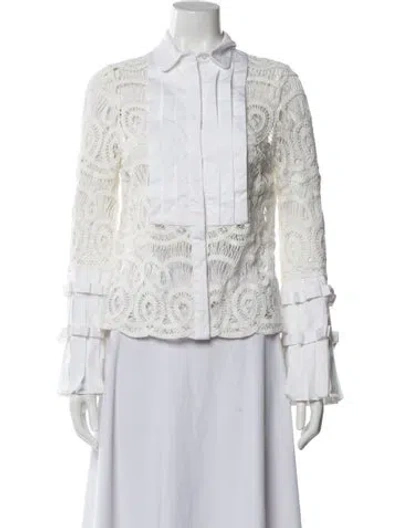 Pre-owned Alexis Long Sleeve Blouse In White