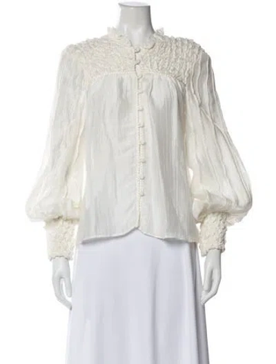Pre-owned Alexis Long Sleeve Blouse In White