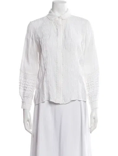 Pre-owned Alexis Long Sleeve Blouse In White