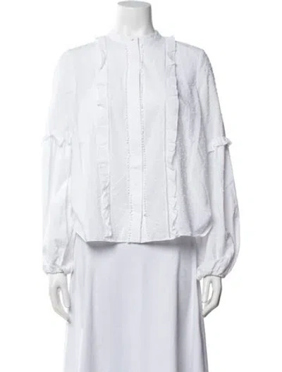 Pre-owned Alexis Long Sleeve Blouse In White