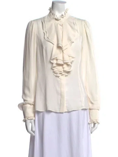Pre-owned Alexis Long Sleeve Blouse In White