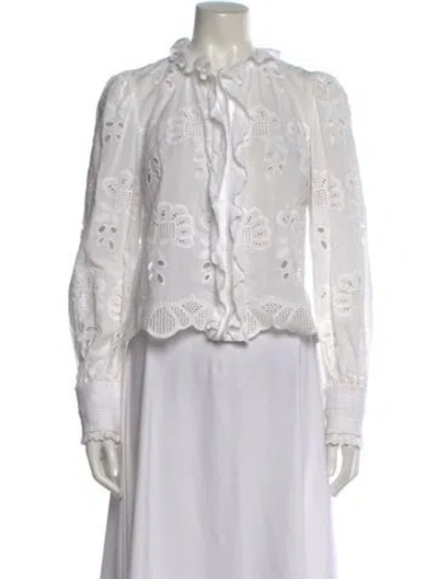 Pre-owned Alexis Long Sleeve Blouse In White