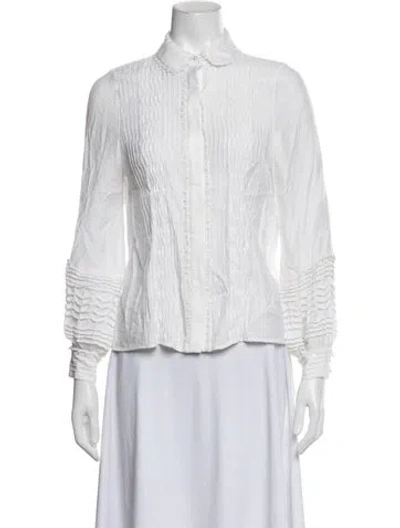 Pre-owned Alexis Long Sleeve Blouse In White