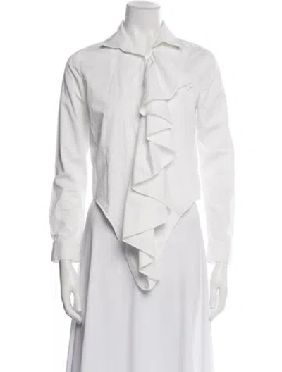 Pre-owned Alexis Long Sleeve Blouse In White