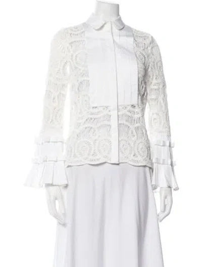 Pre-owned Alexis Long Sleeve Blouse In White