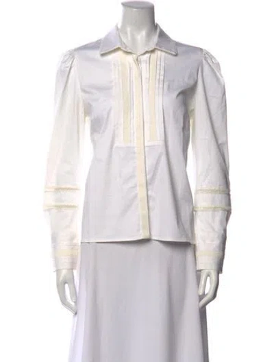 Pre-owned Alexis Long Sleeve Blouse In White