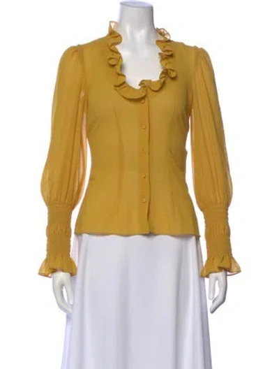 Pre-owned Alexis Long Sleeve Blouse In Yellow