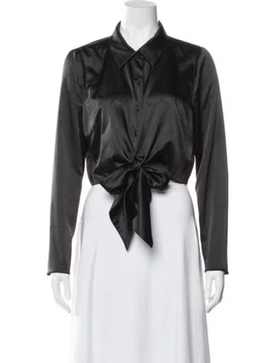 Pre-owned Alexis Long Sleeve Button-up Top In Black