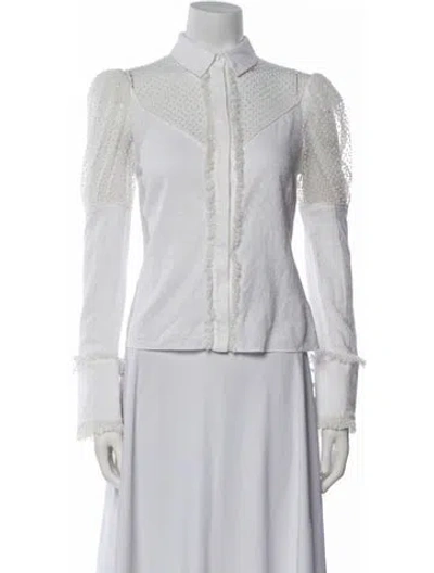 Pre-owned Alexis Long Sleeve Button-up Top In White