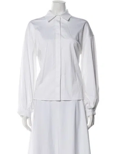 Pre-owned Alexis Long Sleeve Button-up Top In White