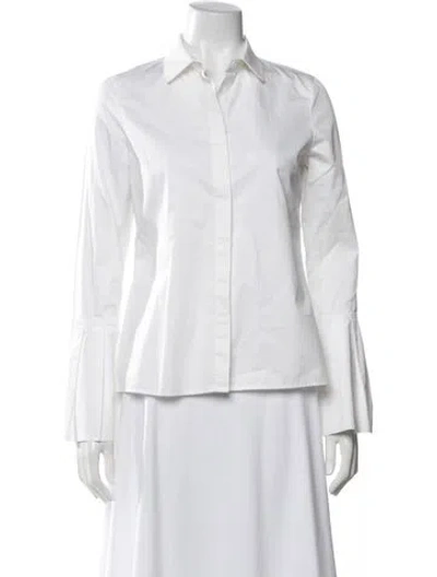 Pre-owned Alexis Long Sleeve Button-up Top In White