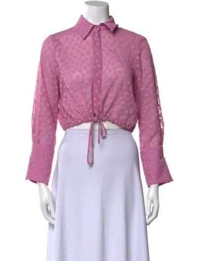 Pre-owned Alexis Long Sleeve Crop Top In Pink