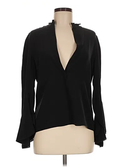 Pre-owned Alexis Long Sleeve Silk Top Black Plunge Neckline Tops
