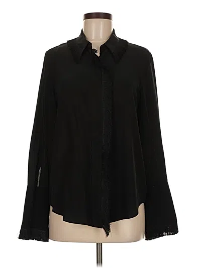 Pre-owned Alexis Long Sleeve Silk Top Black Tie Neck Tops