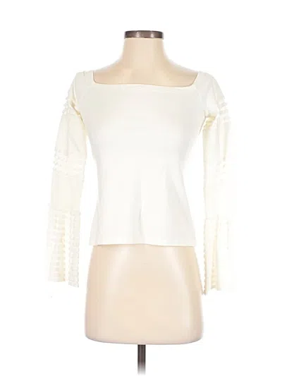 Pre-owned Alexis Long Sleeve Top Ivory Square Neckline Tops In White